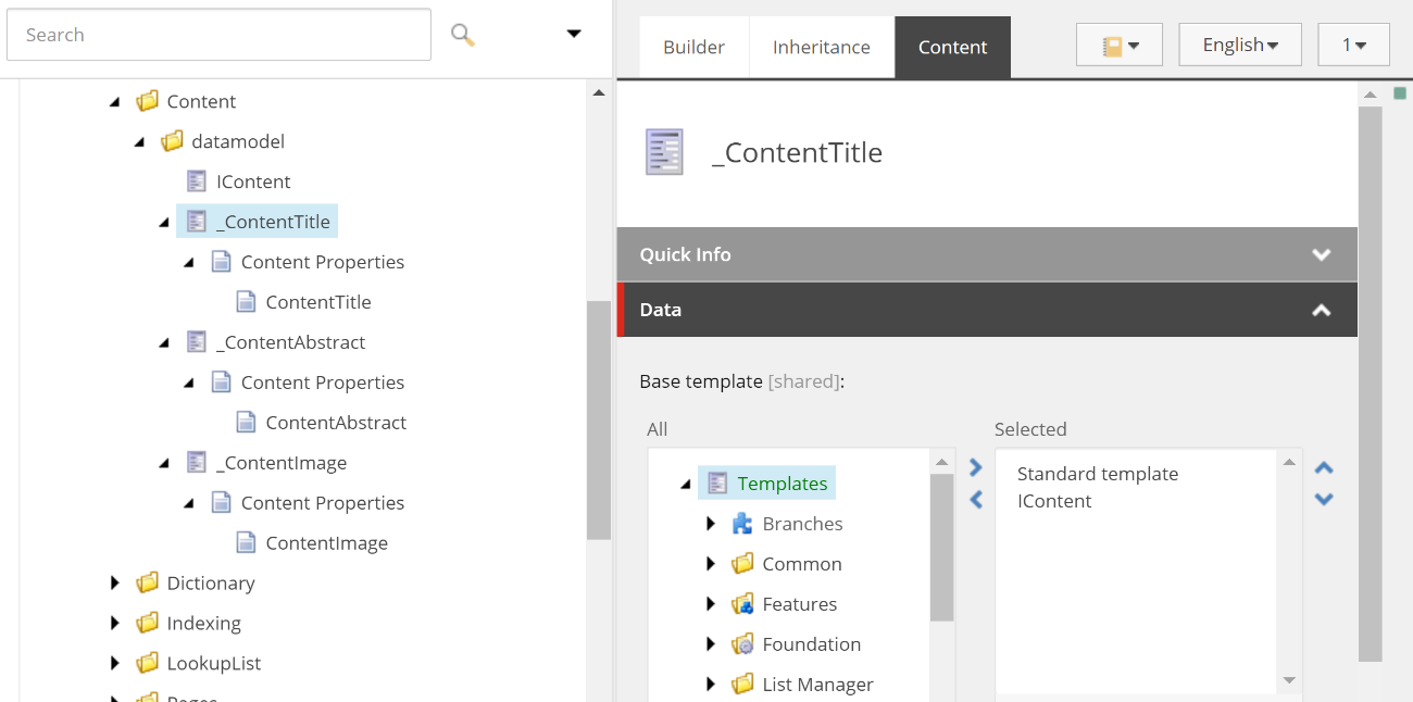 Sitecore Interface Template - Helix - Content Module