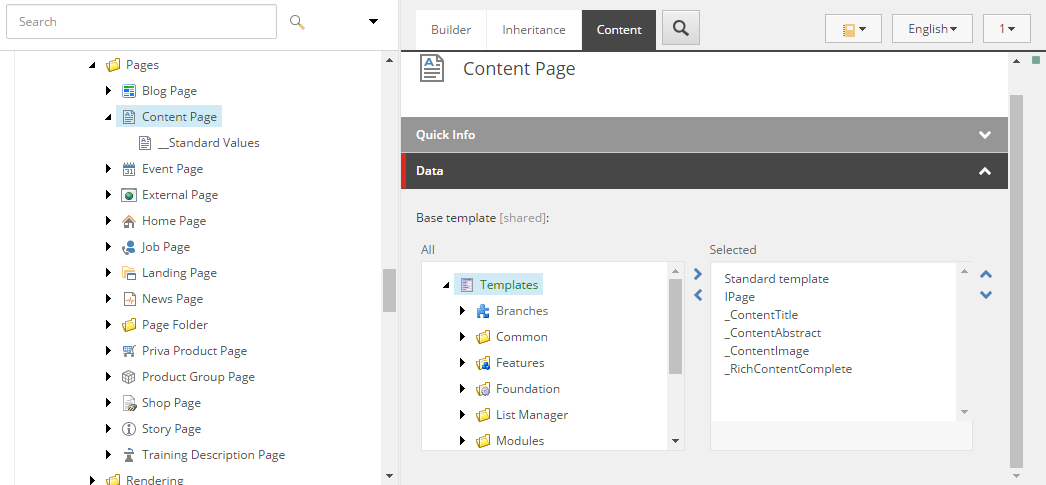 Sitecore Project Template - Helix - A constructed page template based on two interface templates